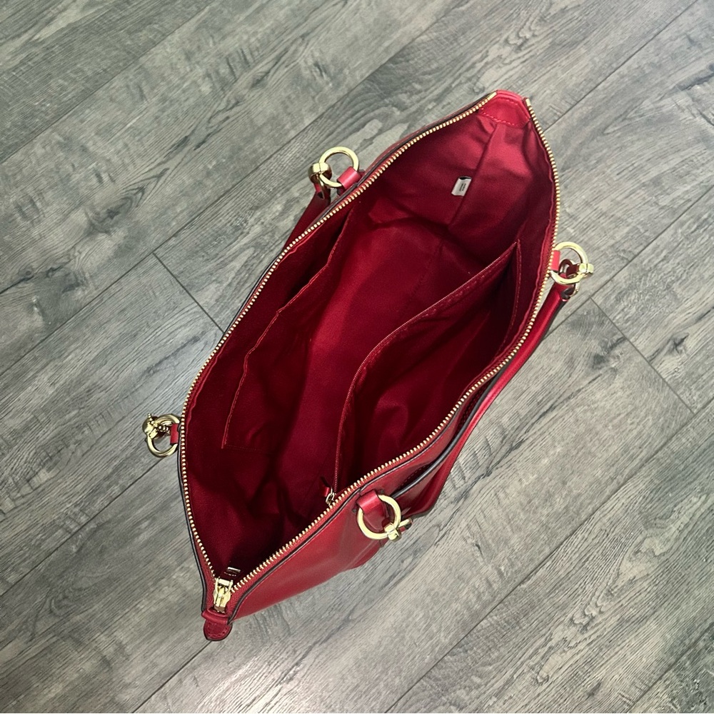 Coach Cherry Red Leather Tote - Picture 3 of 7